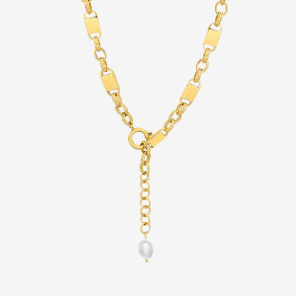 Locker Style Chain With Pearl Pendant Necklace