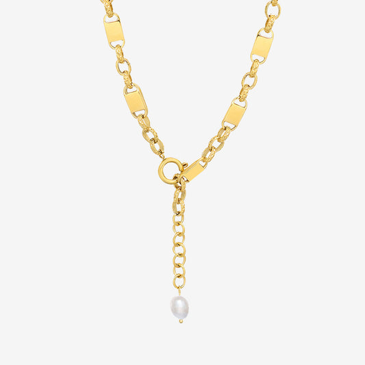 Locker Style Chain With Pearl Pendant Necklace