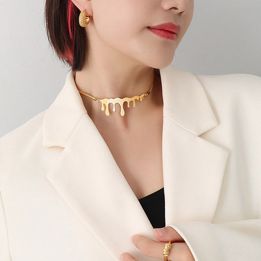 Gothic Water Drop Blade Chain Choker